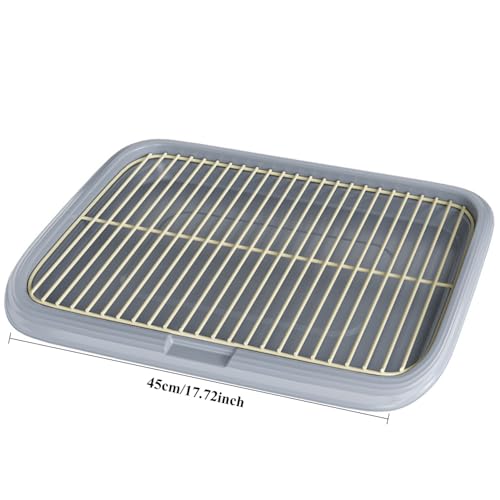 Dog Potty Tray Indoor Pet Pee Pad Holder for Small & Medium Dogs, Puppy Training Pad Holder, Pet Toilet Litter Box, Dog Bathroom Tray, Housebreaking Potty Supplies 17.72''LX12.99''WX1.97''H(Grey) - color: Grey