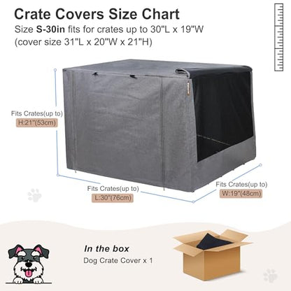 HiCaptain Breathable Dog Crate Cover 30 Inch, Durable Heavy Duty Kennel Cover, Dual Zippered Panels, Windproof Waterproof UV-Resistant(Grey) - color: Grey, size: 30.0"L x 19.0"W x 21.0"H