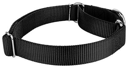 Country Brook Petz - Black Martingale Heavyduty Nylon Dog Collar and Double Handle Leash (1 Inch, Extra Large) - color: Black, size: Extra Large (Pack of 1)