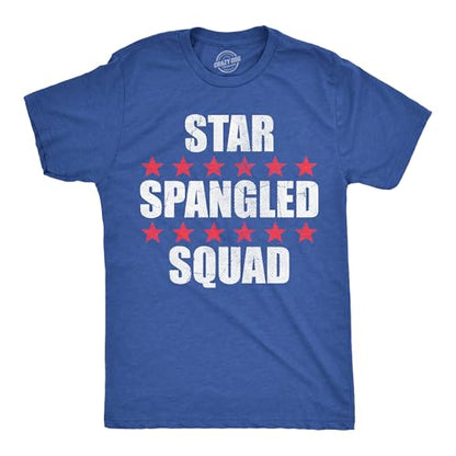 Mens Funny T Shirts Star Spangled Squad Sarcastic Fourth of July Graphic Novelty Tee for Men - size: 4X-Large