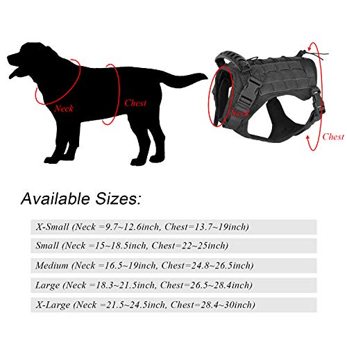 Tactical Service Dog Vest Harness for Medium Large Dog, Military K9 Training Dog Vest with Molle and Loop Panels Adjustable Tactical Harnesses with Handle (01XL, 01-Black) - color: Black, size: X-Large (Pack of 1)