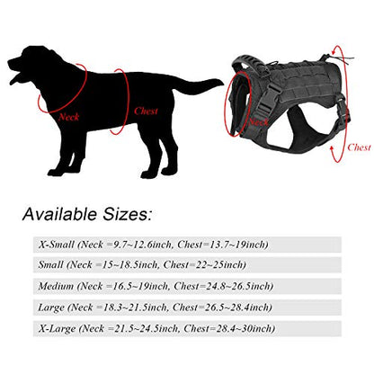 Tactical Service Dog Vest Harness for Medium Large Dog, Military K9 Training Dog Vest with Molle and Loop Panels Adjustable Tactical Harnesses with Handle (01XL, 01-Black) - color: Black, size: X-Large (Pack of 1)