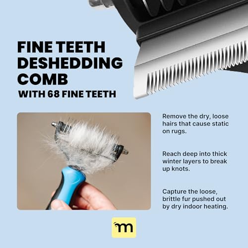 MalsiPree Dog Brush - Large Black, 2-in-1 Undercoat & Dematting Rake | 2-in-1 undercoat rake & dematting brush - deshedding tool - Use for medium to large double-coated dogs & cats - color: Black