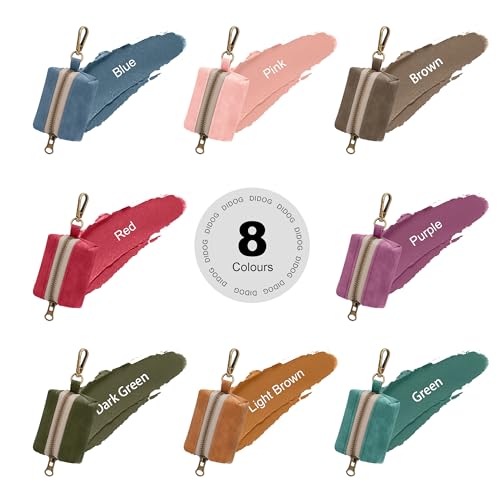 Didog Stylish Dog Poop Bag Holder for Leash, Easy-Pull and Colorful PU Leather Dog Poop Bag Dispenser with Metal Clip, Includes 1 Roll Pet Waste Bag for Daily Walking,Dark Green - color: Dark Green
