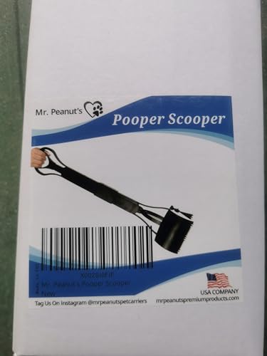 Mr. Peanut's 32" Tall Profile Pooper Scooper, ABS Plastic Frame & Waste Bin with Double Spring Clamp, Lightweight Design, Simple One Click Assembly