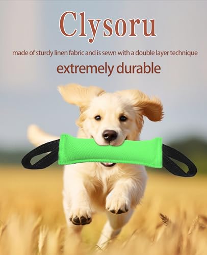 Clysoru Dog Tug Toy Double Pack Tough Jute Bite Pillow Training Equipment Puppy to Large Dogs Interactive - color: red green