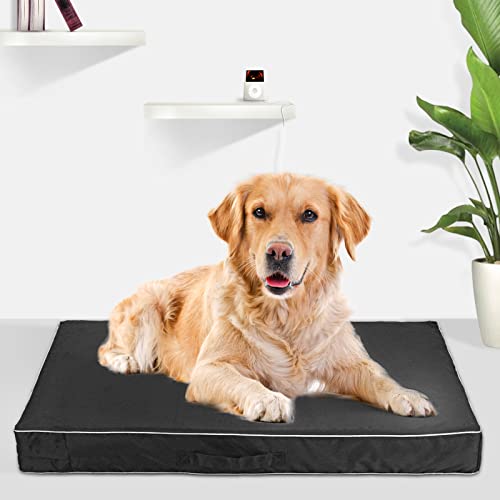 Chinchilla Waterproof Heavy Dog Bed Cover Washable, with Zipper Opening Fillable Universal Dog Bed Replacement Cover.Cover Only (XXXX-Large, Black) - color: Black, size: XXXX-Large(48" L × 36" W × 4" H)