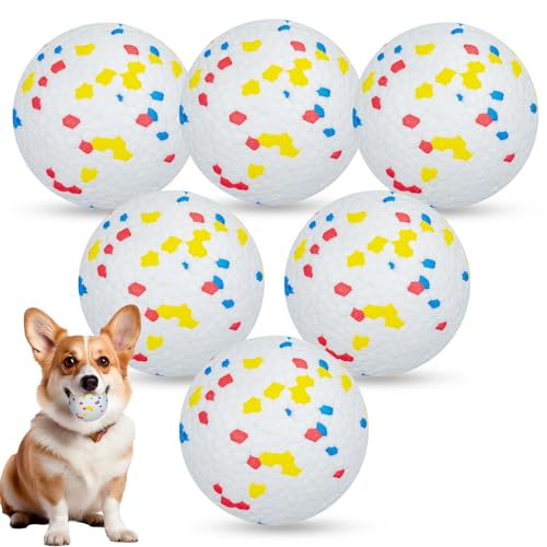 Etpu Dog Tennis Balls - Durable Bouncy chew Toys for Small Medium and Large, Interactive Fetch Training, Squeaky Tennis Balls for Aggressive Chewers, Water Resistant Dog Toys, 6 Pack (7cm White) - size: 6 Pack – 7cm White