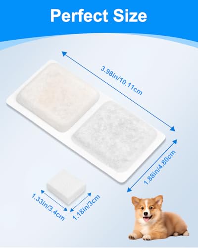 12+12 Pack Dog Water Bowl Filter Replacement for Large Dogs Compatible with 3.4Gal/13L Pet Fountains, Carbon Filters and Sponge Filters for Dog Fountain Water Bowl, Pet Water Filter