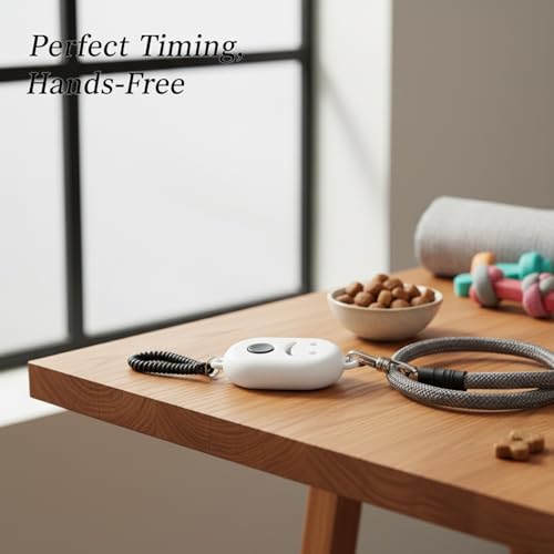 Dog Training Clicker with Wrist Strap - Ergonomic Mechanical Sound Signal for Obedience & Trick Training, Durable PP Plastic (1 Pack) - color: White