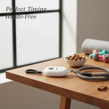 Dog Training Clicker with Wrist Strap - Ergonomic Mechanical Sound Signal for Obedience & Trick Training, Durable PP Plastic (1 Pack) - color: White