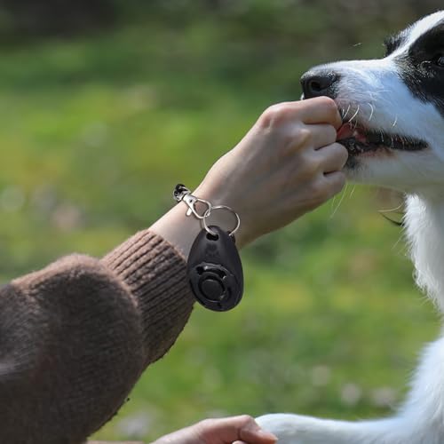 Toyvian Dog Training Clicker with Wrist Strap, Portable 2-in-1 Pet Training Tool for Puppy Behavior Correction and Cat Clicker Trainer