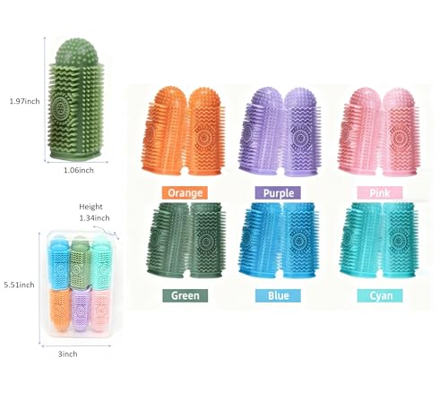 Toothbrush Set for Medium/Large Pet (6 Packs), Finger-Sleeve Toothbrush, Canine Cleaning & Oral Care, Pet Finger Brush, Suitable for Cats and Dogs