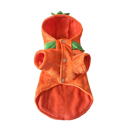 Mogoko Dog Cat Halloween Pumpkin Costume,Pet Cosplay Costumes,Puppy Warm Outfits Fleece Hoodie Animal Autumn Winter Clothes (M Size) - size: M for 5.5~8.0 lbs