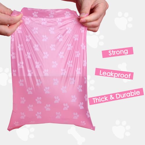 Poop Bags Rolls 256 Count - 9x13 Inches Pink Thickened Leakproof Lavender scent Poo Bags for Dogs, Eco-Friendly Pet Waste Bags for Walking,Travel,Home. - color: pink