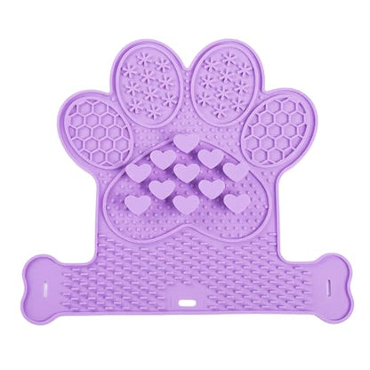 Dog Lick Mat with Suction Cups, Slow Feeder & Enrichment Mat for Dogs & Cats, Silicone Feeding Mat for Wet & Dry Food, Anxiety Relief, Mess-Free Foldable Pocket Design, Purple - color: Purple