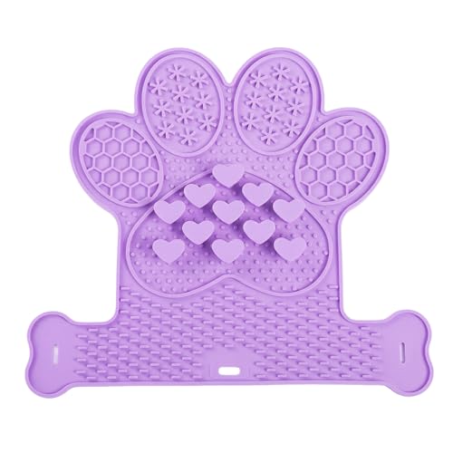 Dog Lick Mat with Suction Cups, Slow Feeder & Enrichment Mat for Dogs & Cats, Silicone Feeding Mat for Wet & Dry Food, Anxiety Relief, Mess-Free Foldable Pocket Design, Purple - color: Purple