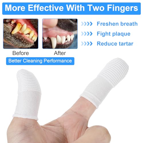 25Pcs Cat & Dog Toothbrush Soft Fabric Pet Finger Toothbrush Kit Washable & Reusable Oral Cleaning Wipes for Puppies Kittens at Home Dental Care (White and Clear)