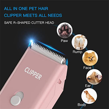 2-in-1 Professional Dog Grooming Kit - Low Noise, Waterproof, USB Rechargeable, and Safe Ceramic Blade - Gift for Dogs and Cats (Pink) - color: Map005-pink