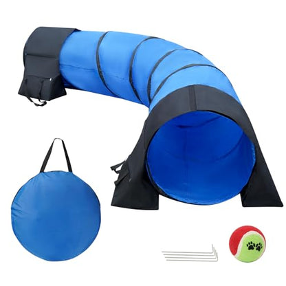 10 Foot Dog Agility Tunnel with Sandbagsl - Premium Dog Agility Equipment for Effective Pet Agility Training.