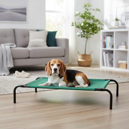 Amazon Basics Cooling Breathable Elevated Dog Bed with Metal Frame for Medium Dogs, 43" x 26" x 7.5", Green - color: Green, size: Medium