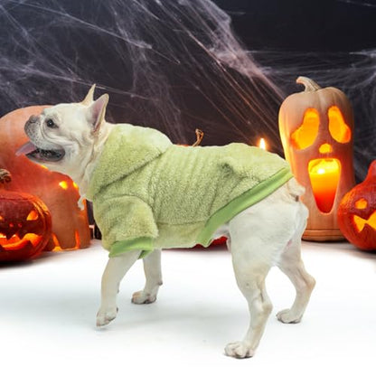 SCENEREAL Fleece Dog Sweaters Hoodie for Small Medium Large Dogs Girls Boys, Plush Fuzzy Dog Clothes Hoodies with Leash Hole, Winter/Fall Puppy Cold Weather Coat, Sherpa Hooded Sweatshirt, Green M - color: Green, size: Medium