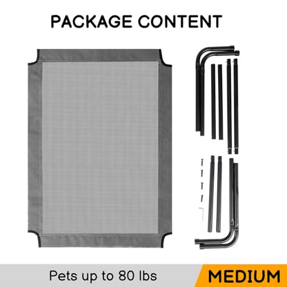 Outvita 50 Inch Elevated Dog Bed, Outdoor Cooling Raised Pet Cot, with Waterproof Textilene Mesh, Washable, Breathable, Alloy Steel Frame, Portable, Chew Proof, Indoor & Outdoor (Gray)