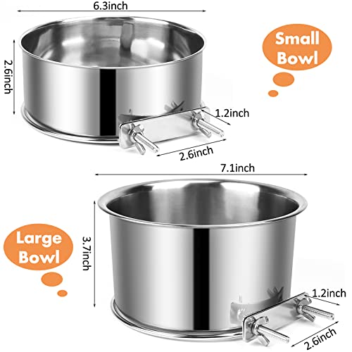 Dog Crate Water Bowl, 2 pcs Stainless Steel Large Dog Bowls 40oz & 60oz, Durable Anti-Spill Pet Metal Bowls for Cage Kennel Crate, Hanging Water/Food Bowl for Medium & Large Dogs - color: 2pack silver