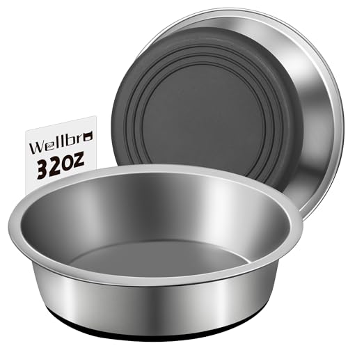 Stainless Steel Dog Bowls, Non Slip Dog Metal Bowls, 2 Pack Food and Water Pet Feeders Heavy Duty Dishwasher Safe (32oz, 4cup) - size: M-32oz,4cup