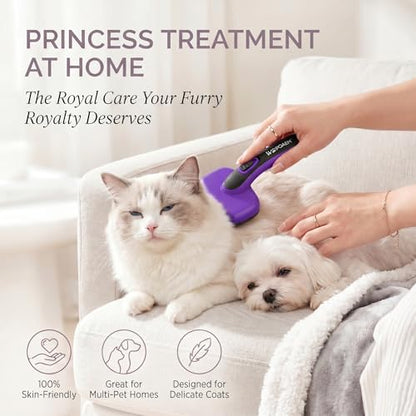 Self Cleaning Slicker Brush for Dog and Cat Deshedding, Purple | Shedding Brush for Dogs & Cats, One-Click Retractable Bristles for Easy Cleaning Flying Hair at Home - color: Purple 1 PCS
