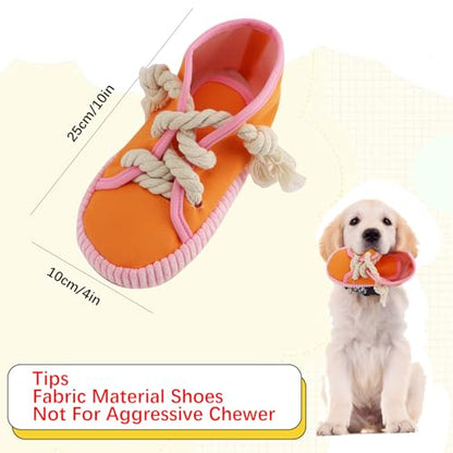 vocheer Dog Chew Toy, Dog Toys to Keep Them Busy Durable Teething Shoe Interactive Squeaky Puppy Toy,Small,Medium Breze, Machine Washable, Orange - color: 11cm orange
