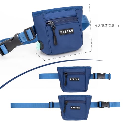 Dog Treat Pouch, Powerful Magnet Closure Device Dog Training Treat Bag Large Capacity Pet Treat Pouch with Poop Bag Dispenser Treat Bag for Dog Training with Metal Waistband Clip (Deep Blue) - color: Deep Blue