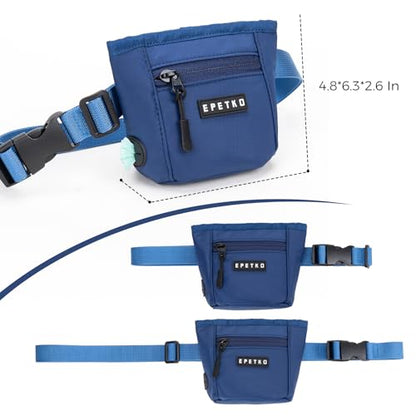 Dog Treat Pouch, Powerful Magnet Closure Device Dog Training Treat Bag Large Capacity Pet Treat Pouch with Poop Bag Dispenser Treat Bag for Dog Training with Metal Waistband Clip (Deep Blue) - color: Deep Blue