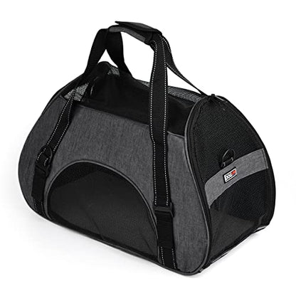 Dogline Carrier Bag Airline Approved Carrier for Dogs and Cats, Size M, Grey - color: Grey, size: H 13" x W 9" x L 21"