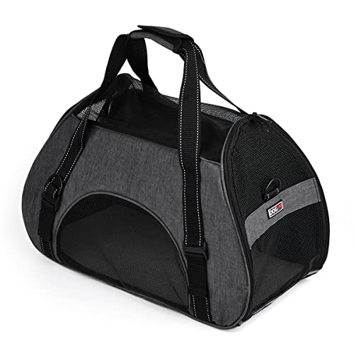 Dogline Carrier Bag Airline Approved Carrier for Dogs and Cats, Size M, Grey - color: Grey, size: H 13" x W 9" x L 21"