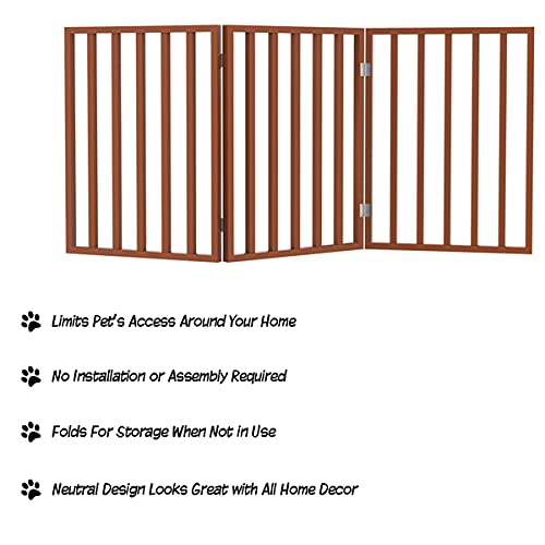 PETMAKER Pet Gate – Dog Gate for Doorways, Stairs or House – Freestanding, Folding, Accordion Style, Wooden Indoor Dog Fence (24-Inch, Mahogany)