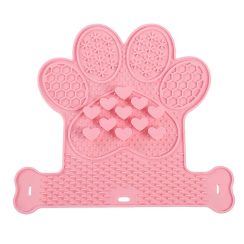 Dog Lick Mat with Suction Cups, Slow Feeder & Enrichment Mat for Dogs & Cats, Silicone Feeding Mat for Wet & Dry Food, Anxiety Relief, Mess-Free Foldable Pocket Design, Pink - color: Pink