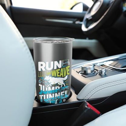 Run Weave Jump Tunnel Dog Agility Stainless Steel Insulated Tumbler - color: Brushed Steel