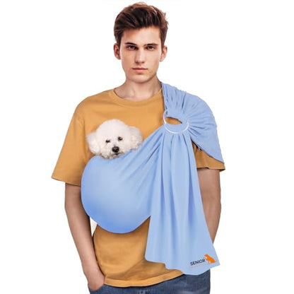 Dog Sling Carrier for Small Dogs,Carrying Wrap Anti-Anxiety Cat Sling,Adjustable Pet Sling (Light Blue) - color: light blue