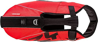 EzyDog DFD X2 Dog Life Jacket - Adjustable Swimming Safety Life Vest Preserver with Continuous Neck Flotation, Reflective Trim, & Grab Handle (3XS, Red) - color: Red, size: 3XS