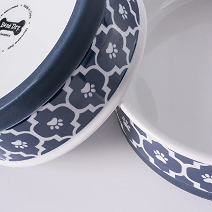 Bone Dry Lattice Collection Pet Bowl & Canister, Single Dish, Medium 6x2", Nautical Blue - color: Nautical Blue, size: Medium Single Dish, 6x2"