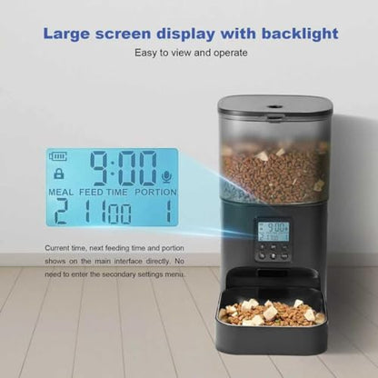 ANDOLL HOME Automatic Cat Feeder, Cat Food Dispenser with 10s Voice Recorder, Pet Feeder up to 8 Meals per Day, Timed Feeder with Dry Food Sealed Ring - color: Black