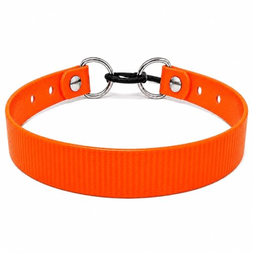 SparkDog 3/4” High Flex Quick Adjust E-Collar Strap– Waterproof Replacement Collar Compatible w/SportDOG, Garmin, Dogtra & E-Collar Technologies, Genuine BioThane®-Made in USA (Orange HF, High Flex) - color: Bright Orange HF