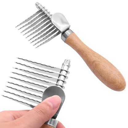 Pet Dematting Comb & Rake Brush for Dogs and Cats, Undercoat Deshedding Tool with Stainless Steel Teeth,Dog Grooming Brush for Long/Short Haired Dogs Cats