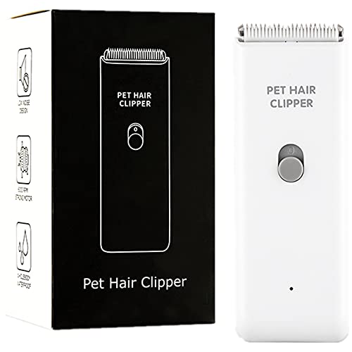 Dog Cat Home Hair Waterproof Clipper Portable Electric USB Rechargeable Pet Grooming Tools Low Noise Shaver Cordless Trimmer for Small and Large Pets - color: White