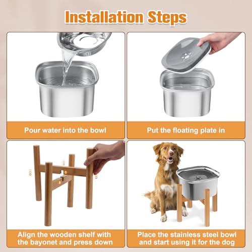 Decflow 3L Elevated Dog Water Bowl, Stainless Steel Raised Food Dispenser with Stand, Large Capacity No Spill Dog Water Bowl for Small, Medium and Large Dogs - color: Grey