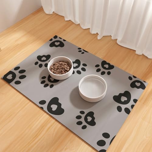 Pet Feeding Mats 16"x24"- Absorbent Dog Mat for Food and Water, Large Pet Food Mat, Rubber Mat for Dog Bowls, Pet Food Mats for Floor, Mat for Cat Food and Water Bowls, Dark Grey - color: Grey, size: 16"L x 24"W