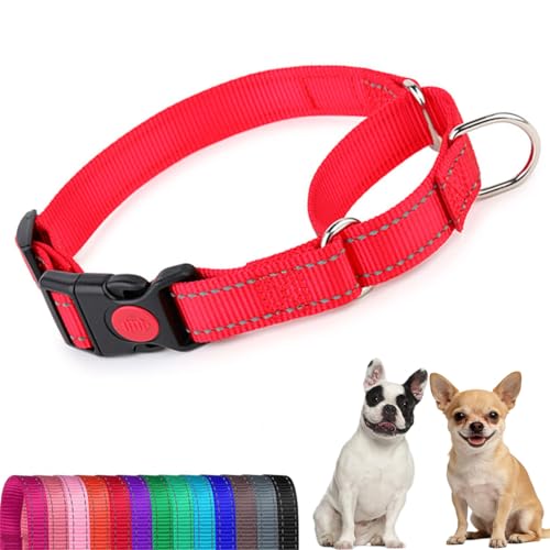 Martingale Dog Collar,Buckle Reflective Dog Choke Collar Escape Proof No Pull Cinch Dog Training Collars Adjustable for Small Medium Breed Pet Dogs,Red M - color: Red, size: M(Neck 13.5-16")
