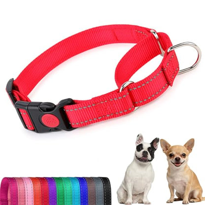 Martingale Dog Collar,Buckle Reflective Dog Choke Collar Escape Proof No Pull Cinch Dog Training Collars Adjustable for Small Medium Breed Pet Dogs,Red M - color: Red, size: M(Neck 13.5-16")