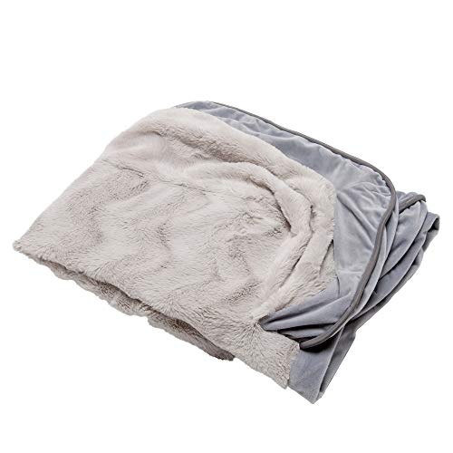 Furhaven Replacement Dog Bed Cover Perfect Comfort Plush & Velvet Waves Sofa-Style, Machine Washable - Granite Gray, Medium - color: Granite Gray, size: Medium
